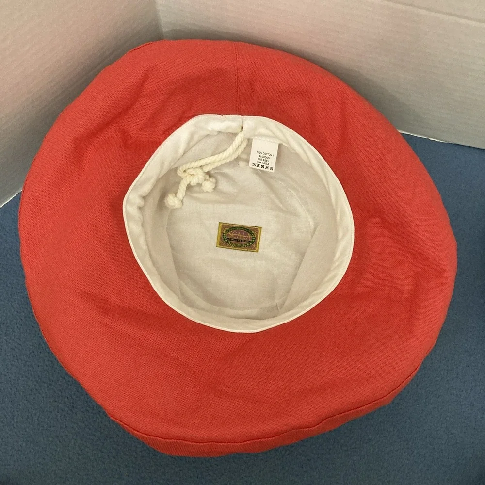 Scalia Collezione Women's Coral Canvas One Size Lined Upbrim Adjustable Sun Hat